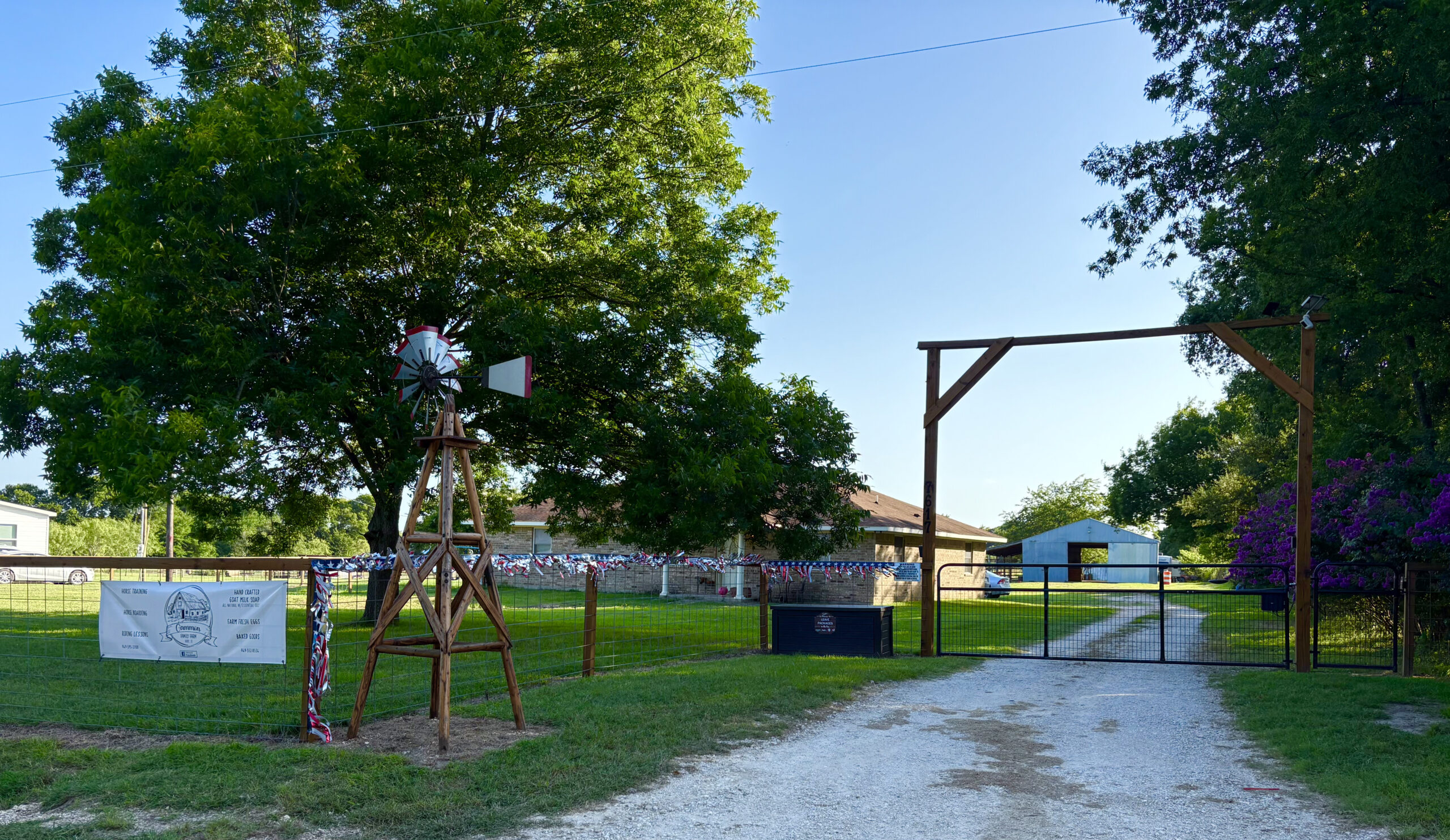 Gammon Family Farm entrance gate and windmill